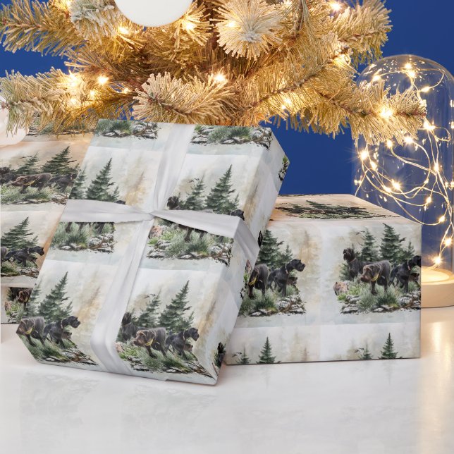 Die deutschen Drahthaar-Zeiger, Kunst Geschenkpapier (Feiertage)