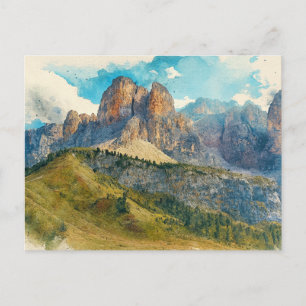 Die Dolomiten Italien - Wasserfarbsplash-Malerei Postkarte