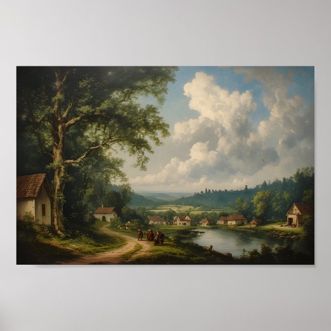 Die Dorfeiche — Englische Landschaft mit Figuren Poster (Vorne)