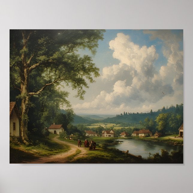Die Dorfeiche — Englische Landschaft mit Figuren Poster (Vorne)