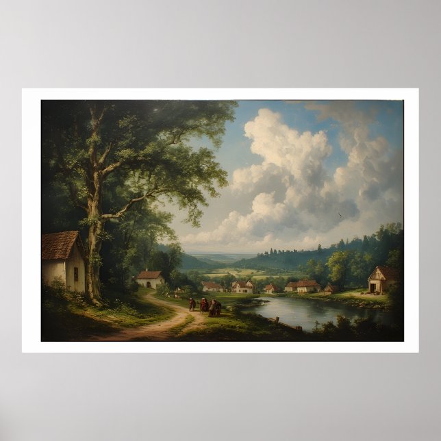 Die Dorfeiche — Englische Landschaft mit Figuren Poster (Vorne)