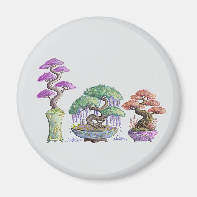 Die drei farbigen Bonsai-Vasen. Magnet (Vorne)