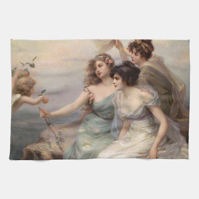 Die drei Gnaden von Edouard Bisson Geschirrtuch (Horizontal)