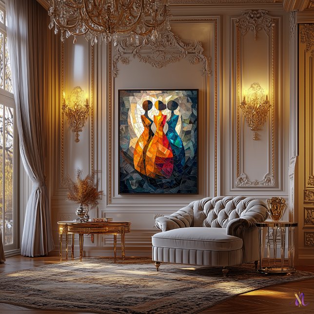 Die drei Graden der gestetteten Glasmosaike Leinwanddruck (Von Creator hochgeladen)