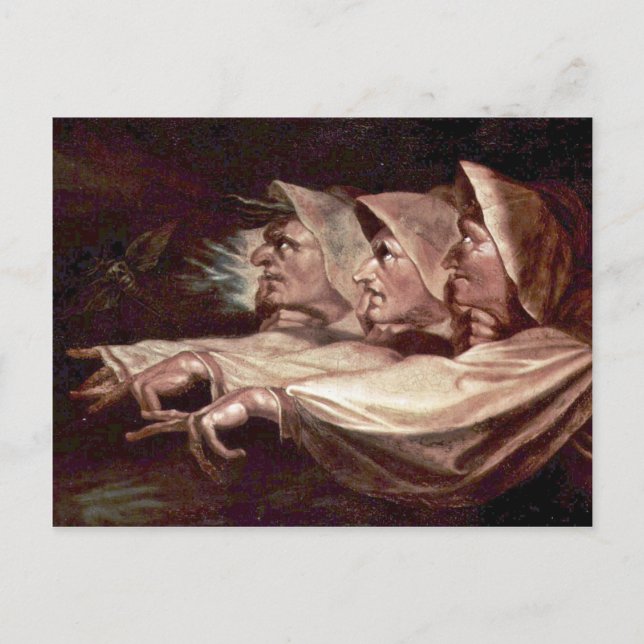 Die drei Hexen Englisch - die merkwürdigen Schwest Postkarte (Vorderseite)