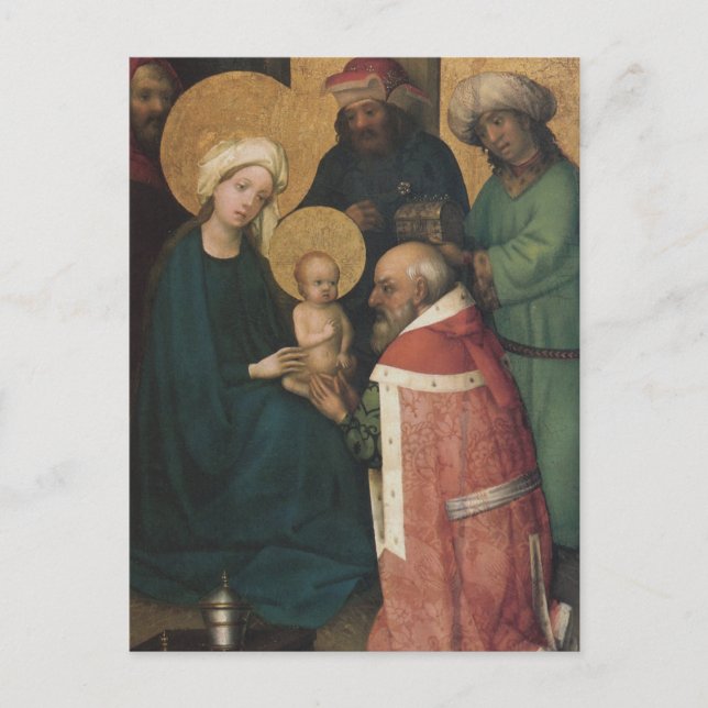 Die drei Magi bewundern Jesus Christus Postkarte (Vorderseite)