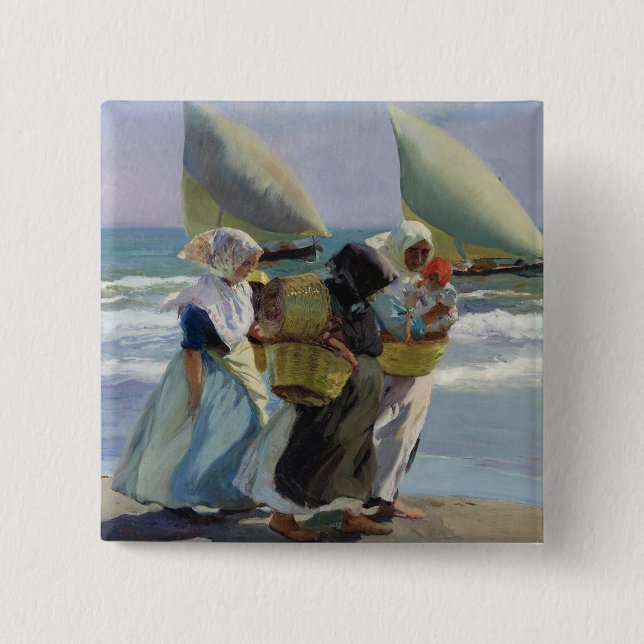 Die drei Segel - Joaquin Sorolla Button (Vorderseite)