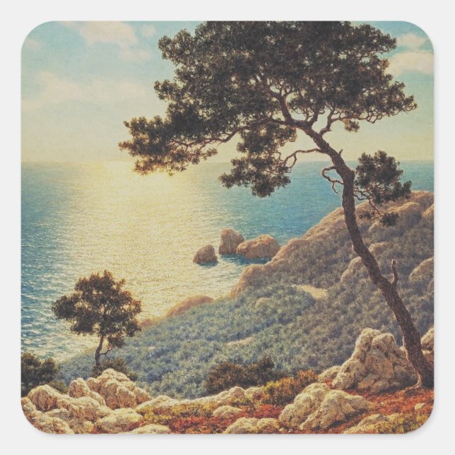 Die drei Strände der Côte d'Azur Quadratischer Aufkleber (Vorderseite)