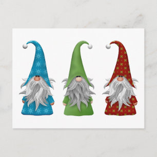 Die drei Weihnachts-Gnome Feiertags-Postkarte Feiertagspostkarte