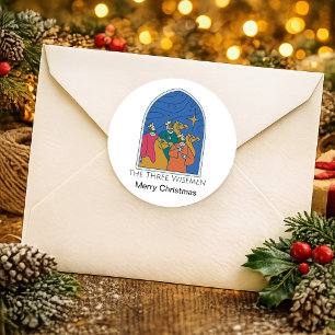 Die drei Wismen frohe Weihnachten Runder Aufkleber