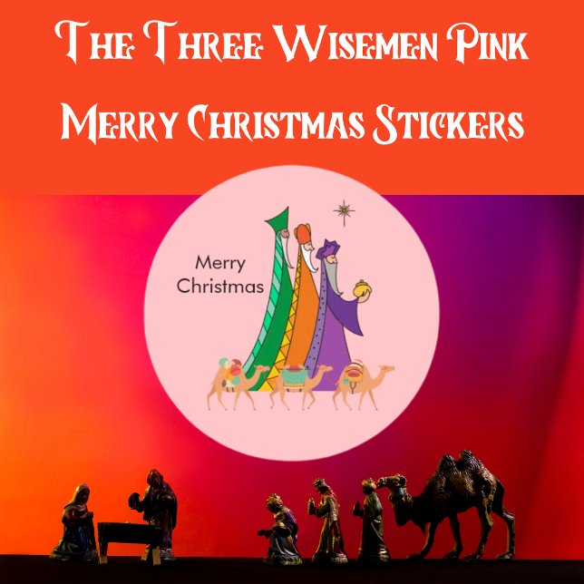 Die drei Wismen rosa Weihnachten Runder Aufkleber (The Three Wisemen Pink Christmas Classic Round Sticker)