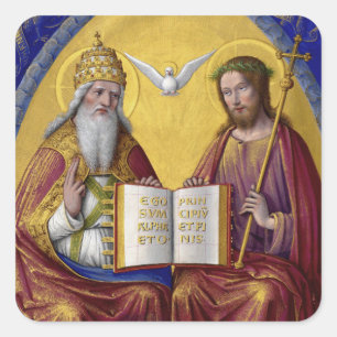 Die Dreifaltigkeit von Jean Bourdichon um 1508 Quadratischer Aufkleber