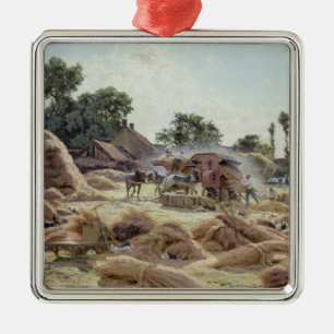Die Dreschmaschine 1896 Silbernes Ornament