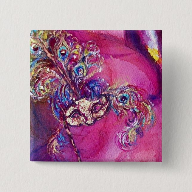 DIE DRITTE MASK - / Venezianisch Mardi Gras Masque Button (Vorderseite)