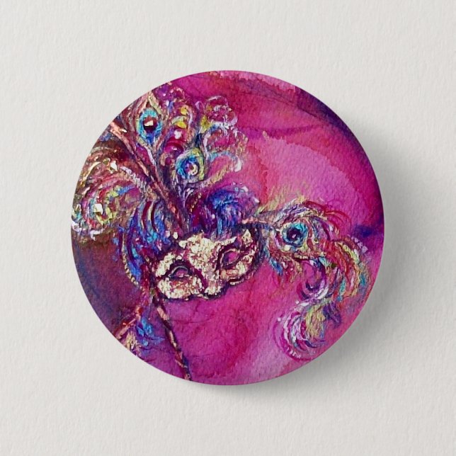 DIE DRITTE MASK - / Venezianisch Mardi Gras Masque Button (Vorderseite)