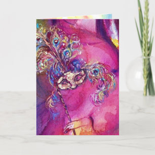 DIE DRITTE MASKE / VENETIANISCHE MASQUREADE, rosa  Karte