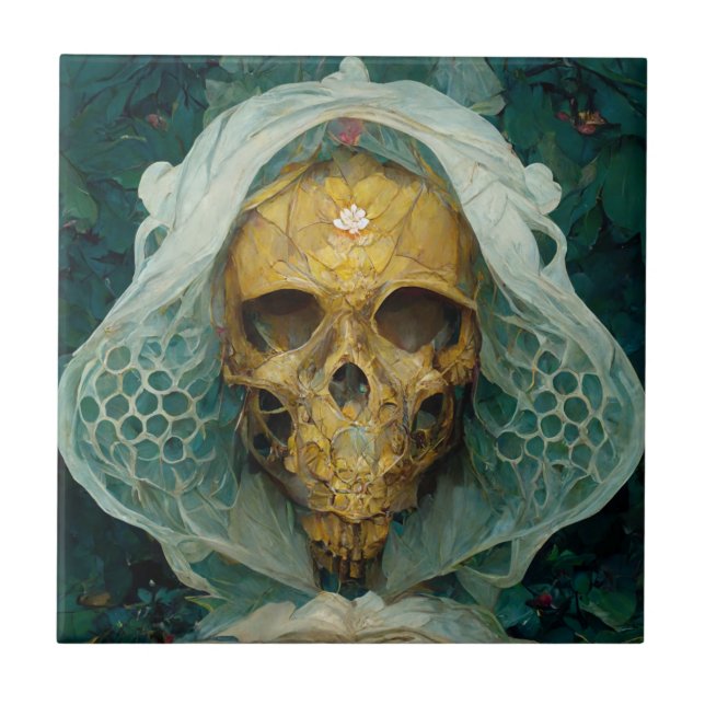 Die Drohne Bee Skull Fantasy Sci-Fi Fliese (Vorderseite)