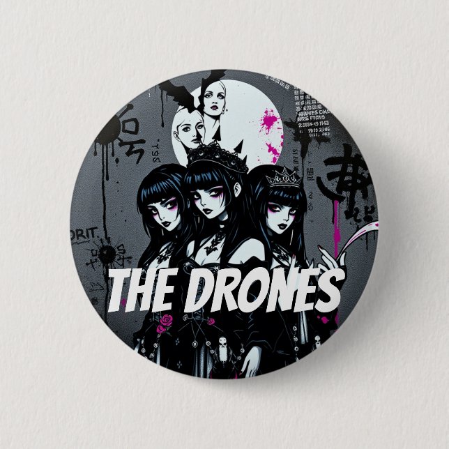 DIE DRONES Dunkel Button (Vorderseite)
