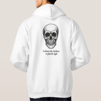 "Die Dunkelheit umarmen"-Totenkopf-Kunst-Hoodie Hoodie