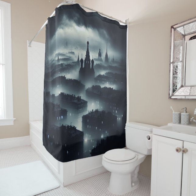 Die dunkle Nachtstadt Duschvorhang (Beispiel)