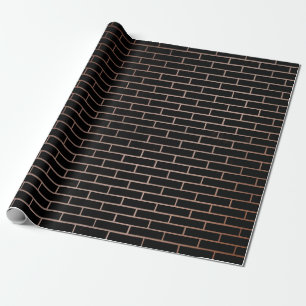 Die dunkle schwarze Ziegelwand hat eine raue Oberf Geschenkpapier