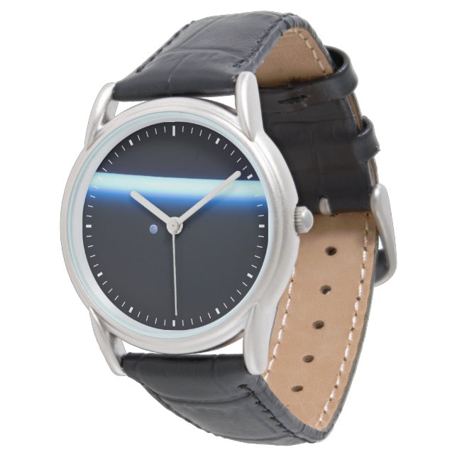 Die dünne Atmosphäre der Erde und ein blühender Mo Armbanduhr (Schrägansicht)