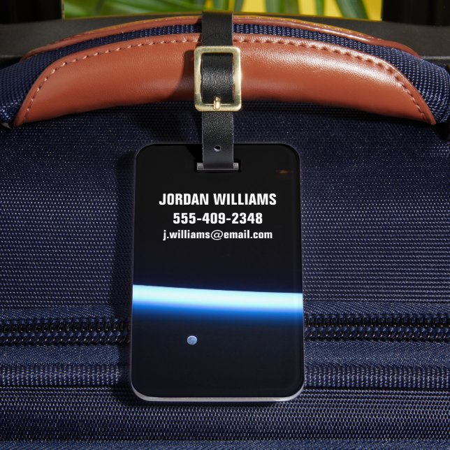 Die dünne Atmosphäre der Erde und ein blühender Mo Gepäckanhänger (Vorderseite Insitu 2)