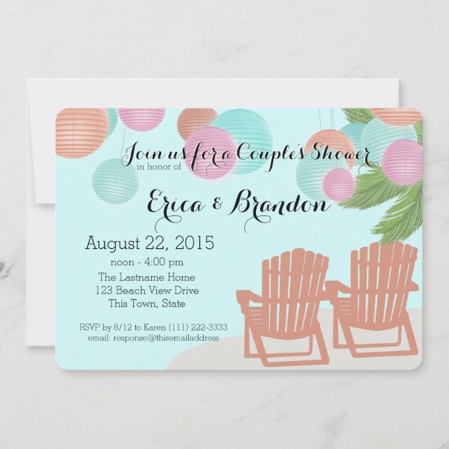 Die Dusche aus Papier Laters Couple Einladung (Vorderseite)