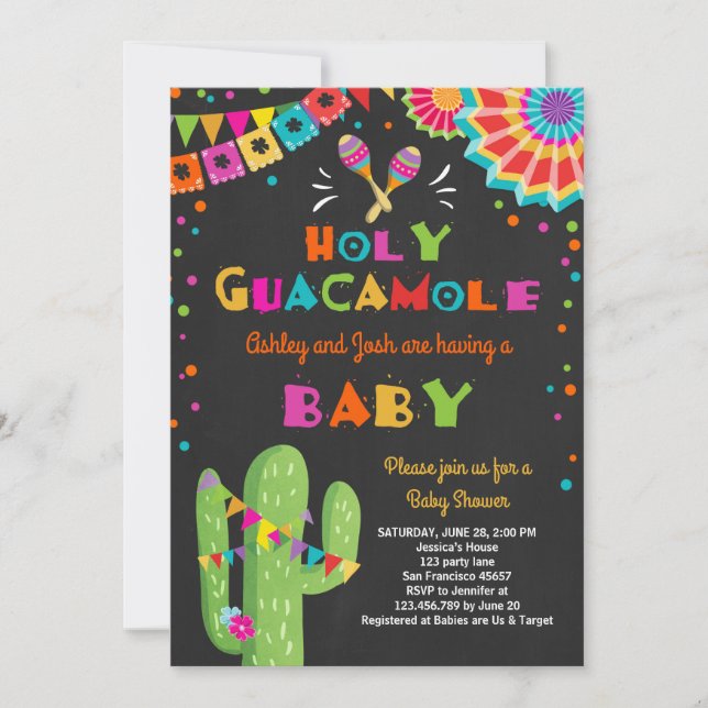 Die Dusche des heiligen Guacamole Fiesta Baby lädt Einladung (Vorderseite)