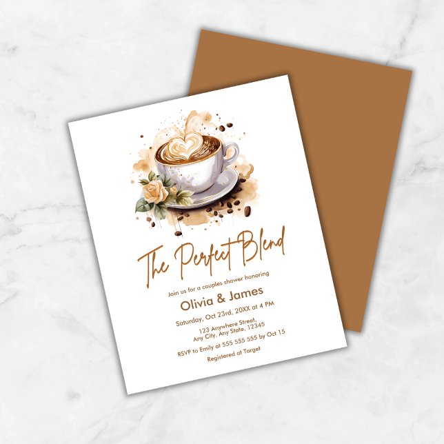 Die Dusche für Paare mit perfektem Mischpult lädt  (Budget The Perfect Blend Coffee Wedding Couples Shower Invitation  )