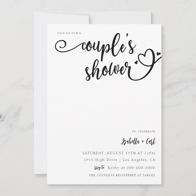 Die Dusche von Hearts Couple Einladung (Vorderseite)