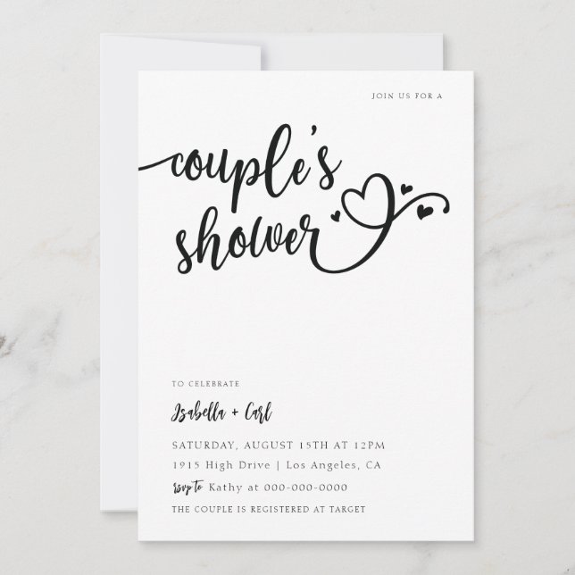 Die Dusche von Hearts Couple Einladung (Vorderseite)