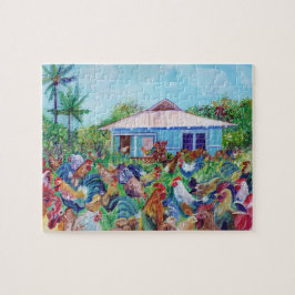 Die echte Kauai mit Roostern und Hühnern Puzzle