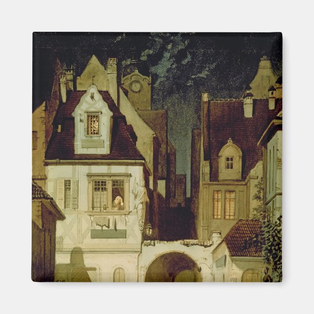 Die Ecke einer deutschen Stadt am Mondlicht Magnet (Vorne)