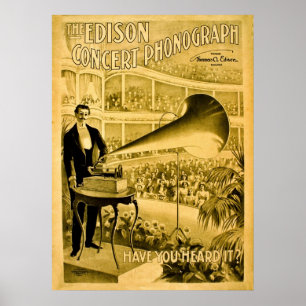 Die edison-Konzert-Plattenspieler-Vintage Anzeige Poster