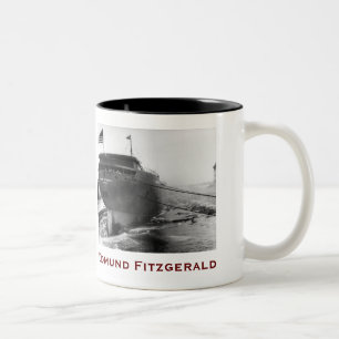 Die Edmund Fitzgerald mit Besatzungsnamen Zweifarbige Tasse