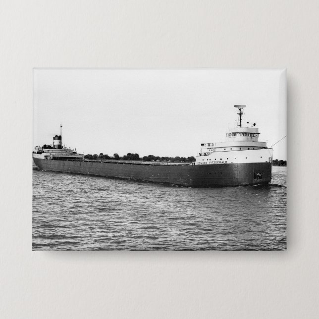 Die Edmund Fitzgerald Vintage Great Lakes Schiff Button (Vorderseite)