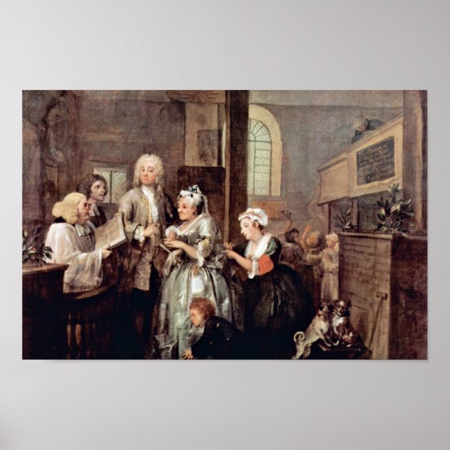 Die Ehe einer Witwe " von Hogarth William Poster (Vorne)