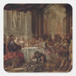 Die Ehe in Cana, 1660 Quadratischer Aufkleber