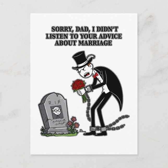 Die Ehe ist zusammen dumm Einladungspostkarte (Vorderseite)