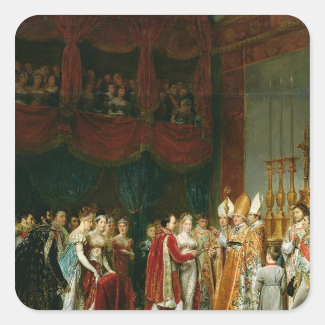 Die Ehe von Napoleon I. und Marie Quadratischer Aufkleber (Vorderseite)