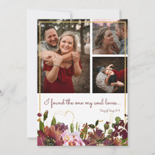Die eine Seele liebt 3 Foto Burgunderrot Gold Save The Date