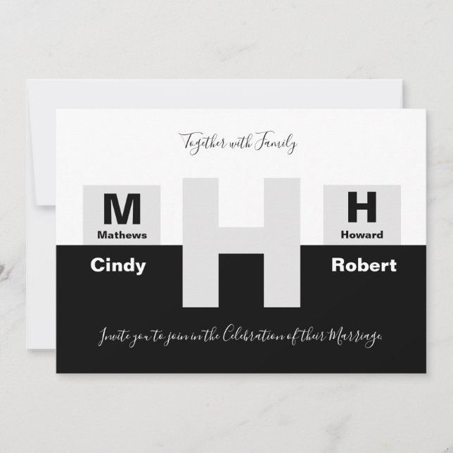 Die einfache Schwarz-Weiß-Hochzeit Einladung (Vorderseite)