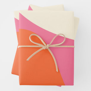 Die einfachen Waves 4 in Rosa, Orange und Creme Geschenkpapier Set