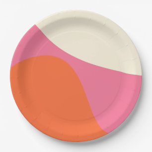 Die einfachen Waves 4 in Rosa, Orange und Creme Pappteller