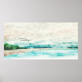 Die Einheit der Erde und die Wasser-Misty-Landscha Poster
