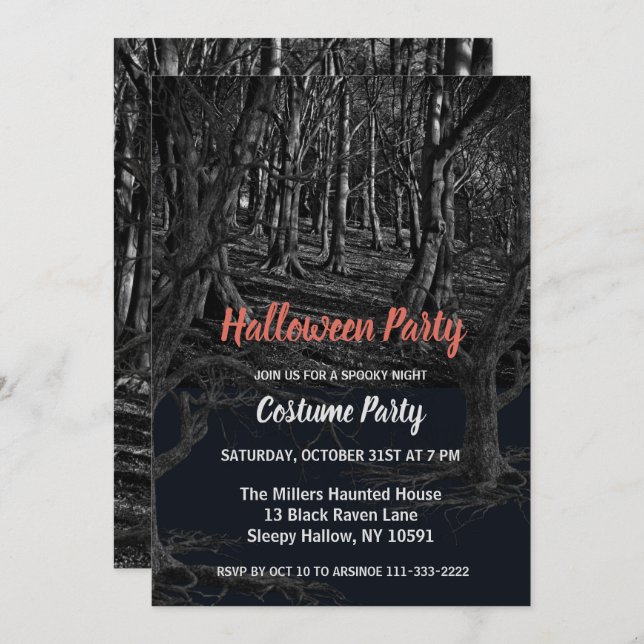 Die Einladung des dunklen Halloween-Party Woods (Vorne/Hinten)