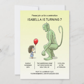 Die Einladung von Mädchen und Troll zum Geburtstag