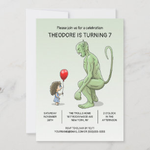 Die Einladung von Mädchen und Troll zum Geburtstag
