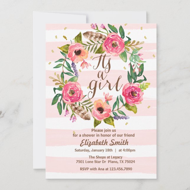 Die Einladung zu einer Mädchendusche (Vorderseite)